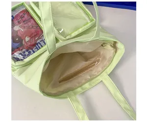 Ανοιχτό πράσινη διαφανής τσάντα ώμου Ita Bag με μπροστινή τσέπη για τα anime pins