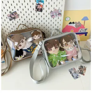 Clear Ita bag for 20cm cotton dolls, transparent PVC display shoulder bag detail views