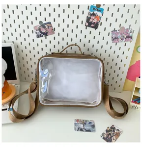 Clear window brown ita bag transparent messenger bag for cute anime daily crossbody.