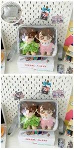 Cute 20cm doll ita bag clear window silver shoulder bag with lovely plush dolls inside