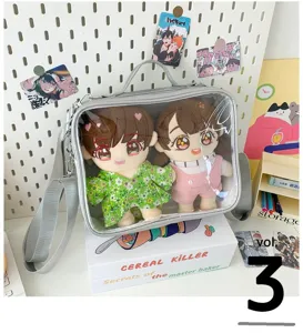 Clear ita bag for 20cm plush dolls silver shoulder bag cute anime storage handbag display