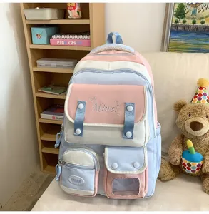 Pastell rosa blau Studenten Rucksack große Kapazität lässige Schultasche süßer ästhetischer Rucksack