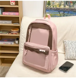 Sac à dos ita transparent japonais grande capacité cartable rose marron mignon style décontracté