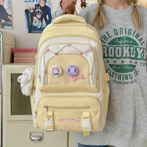 Ιαπωνικό Ins Style Cute Student Backpack Women Casual Travel Nylon School Bag Multi Pocket Large Capacity Bookbag