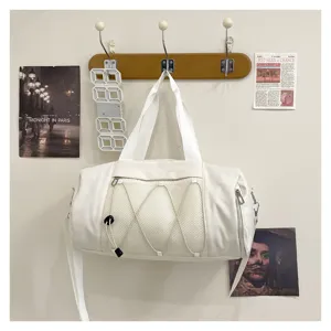 Lightweight sports duffel bag gym travel shoulder bag large capacity casual white daily use