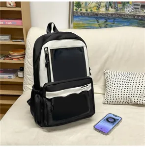 Sac à dos ita transparent style japonais noir et blanc sac bandoulière décontracté grande capacité