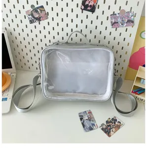 Clear ita bag transparent window crossbody bag silver shoulder bag for anime pin display