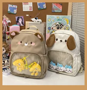 Zaino trasparente carino con orecchie di peluche e grande capacità per la scuola