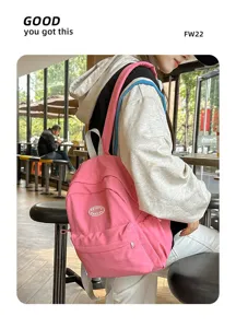 Koreanischer Stil rosa kleiner Rucksack für Damen, süßer Freizeit-Tagesrucksack für Arbeit und Schule.