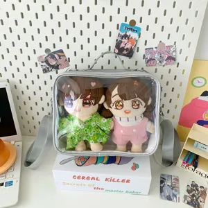 20cm plush doll transparent ita bag cute anime crossbody bag canvas shoulder bag for women