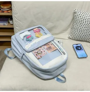 Sac à dos ita transparent japonais grand sac d'école avec fenêtre transparente pour pins.