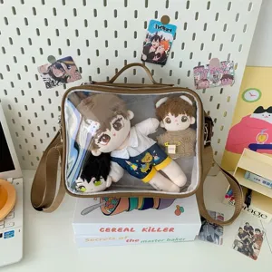 Cute 20cm doll ita bag transparent front shoulder messenger backpack for anime fans.
