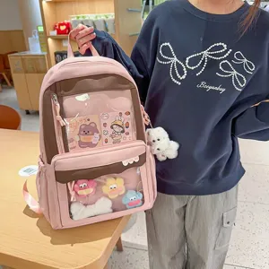 Japanischer transparenter Ita Rucksack rosa braune Schultasche mit grosser Kapazitat