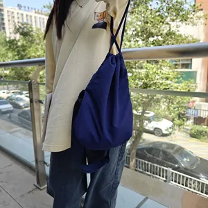 2025 New Large Capacity Nylon Crossbody Bag Trendy Street Style Drawstring Dumpling Bag