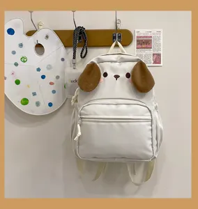 Zaino bianco carino cane cartone animato orecchie peluche per scuola viaggio stile moda