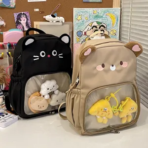 Carino zaino trasparente stile ita per ragazze, grande borsa scolastica kawaii alla moda.