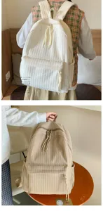 Sac à dos étudiant décontracté de style japonais, grand sac d'école en tissu pour voyage.