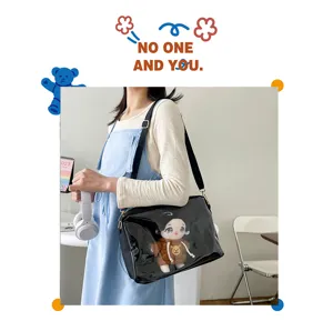 Korean ins cute versatile transparent ita bag 25cm doll messenger bag for girls harajuku
