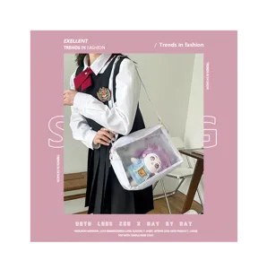 Japanese harajuku transparent clear window ita bag cute shoulder bag for 25cm plush dolls daily use
