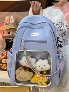 Zaino ita bag viola chiaro con finestra trasparente e simpatici peluche per scuola