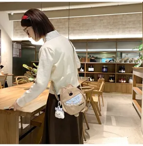Sac bandoulière chien dessin animé mignon pour femmes, style japonais sac de téléphone.