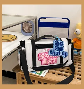 Canvas ita bag messenger shoulder bag large capacity transparent display pin bag anime style
