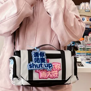 Large capacity ita bag shoulder messenger bag for anime fans with transparent window and charms