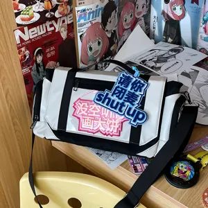 Anime itabag black white messenger shoulder bag student large capacity cross body bag