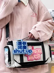 Anime itabag large capacity messenger bag for students with transparent window and shoulder strap