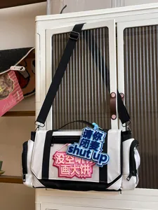 ACG ita shoulder bag large capacity black white student messenger bag for daily use.