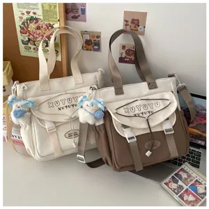 Ιαπωνική τσάντα tote από καμβά, casual τσάντα ώμου και χιαστί για φοιτητές και σχολείο.