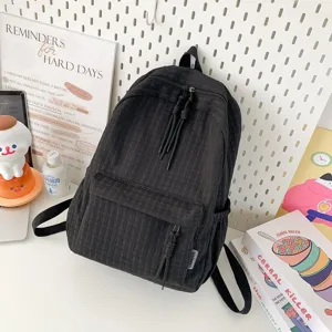 Detail de sac a dos etudiant noir, grande capacite, cartable de voyage quotidien.