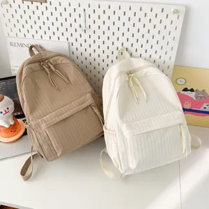Sac a dos en toile minimaliste pour etudiants, sac d'ecole de voyage pour usage quotidien.