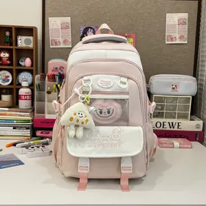 Süßer rosa Freizeit Studentenrucksack für die Schule, große Kapazität, niedliche Schultasche.