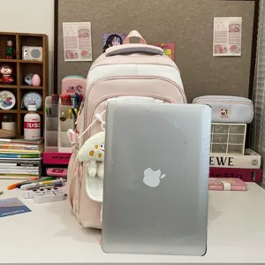 Rosa und weißer Studenten Rucksack große Kapazität süße lässige Schultasche für Mädchen Alltag