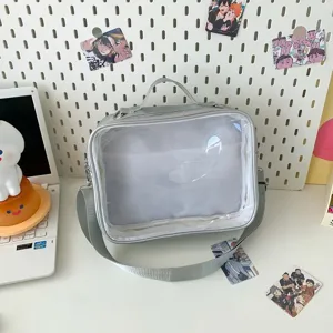 Clear window ita bag silver messenger shoulder bag cute anime storage bag for daily use