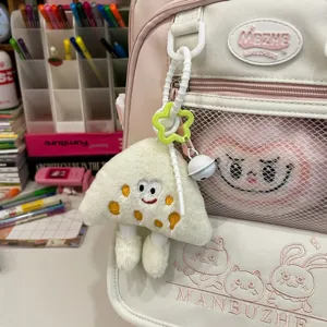 Süßer ästhetischer Studenten Rucksack mit Plueschanhaenger und Netztasche fuer Schule.
