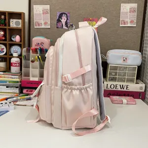 Rosa schüler rucksack große kapazität schulranzen süßer lässiger tagesrucksack für mädchen