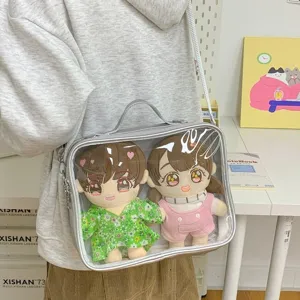 Clear window 20cm doll ita bag cute plush shoulder crossbody bag for daily anime fans.