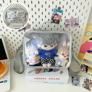 Clear 20cm cotton doll ita bag transparent shoulder bag cute display bag for anime plush toys