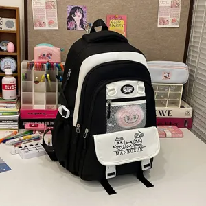 Großes Kapazität Canvas Schulrucksack für Studenten, süßer Tagesrucksack mit Netztasche.