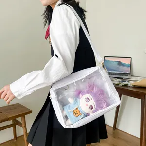 Korean style clear ita bag transparent shoulder bag for 25cm plush dolls casual cute