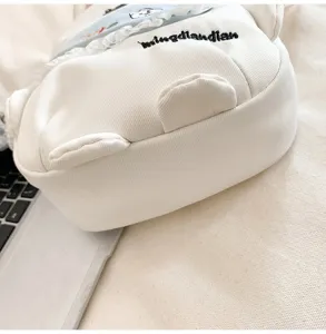 Sac bandoulière en toile mignon pour femmes style japonais sac de téléphone avec dentelle oreilles