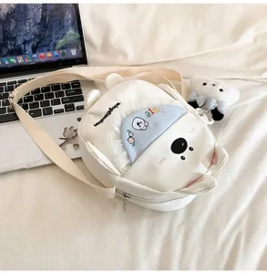 Sac bandoulière mignon en toile pour chien, style japonais doux pour téléphone de fille.
