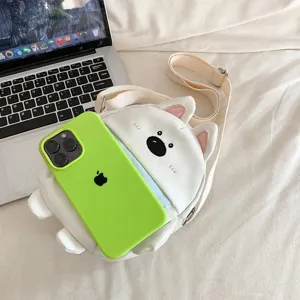 Joli sac à bandoulière chien mignon, petit sac téléphone portable blanc décontracté style.