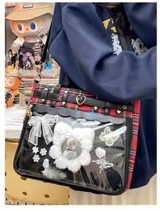 Japanese Anime Itabag Plaid Crossbody Bag Cute JK Student Shoulder Bag Large Capacity