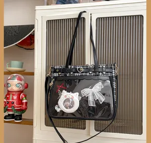 Japanese anime ita bag JK plaid shoulder crossbody bag for women large capacity daily commuting