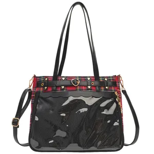 Japanese style anime itabag women JK plaid shoulder crossbody bag large capacity commuter