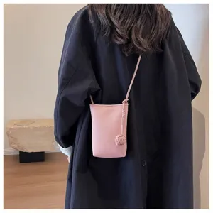 Sac bandoulière mini téléphone en cuir PU pour femme sac vertical rose tendance