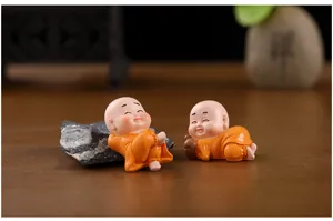 Ensemble de petites figurines de moine en résine zen mignons ornements pour bureau de voiture